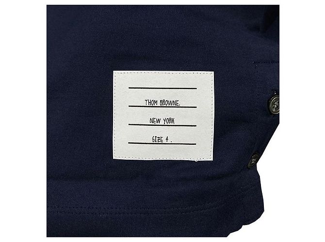 Thom Browne Camiseta Ringer con Abertura Lateral Azul Marino - vista 5