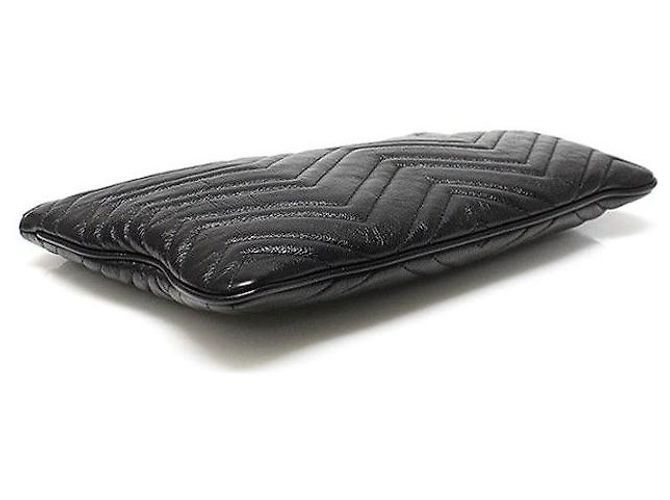 Gucci Pochette Clutch GG Marmont in Matelassé Chevron Nero - vista 6