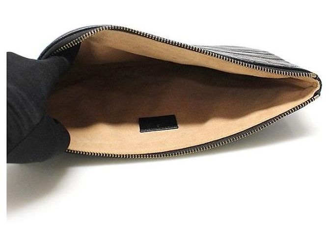 Gucci Pochette Clutch GG Marmont in Matelassé Chevron Nero - vista 7