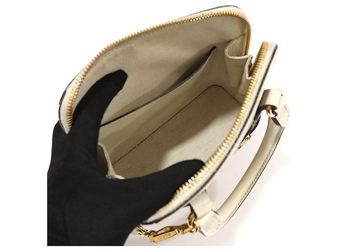 Gucci Borsa mini in pelle bianca GG Supreme con manico a cavallo Marrone - vista 4
