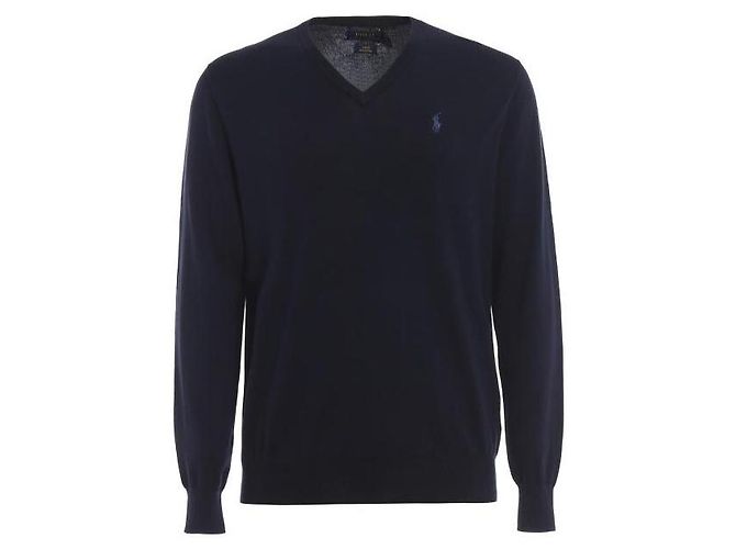Ralph Lauren Pima-Baumwollpullover mit V-Ausschnitt und Pony-Logo-Stickerei Schwarz - Ansicht 4