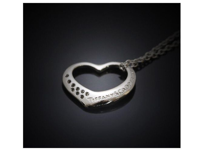 Tiffany & Co Collana in Platino con Diamante a Forma di Cuore Aperto Multicolore - vista 3