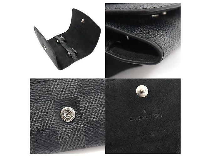 Louis Vuitton Gemelli con logo monogramma e custodia in tela Damier Graphite Marrone - vista 8