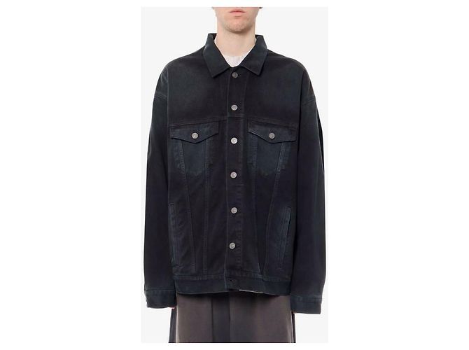 Balenciaga Logo Denim Jacket Black - view 4