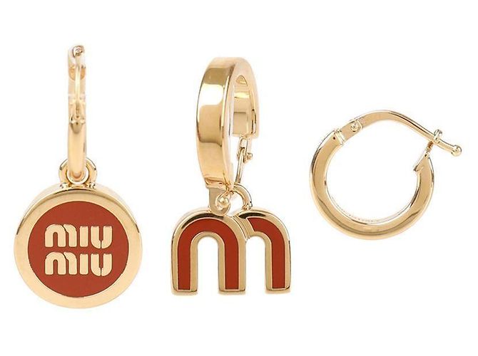 Miu Miu Emaille-Metallohrringe Orange - Ansicht 3