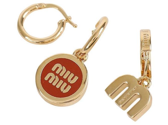 Miu Miu Emaille-Metallohrringe Orange - Ansicht 4