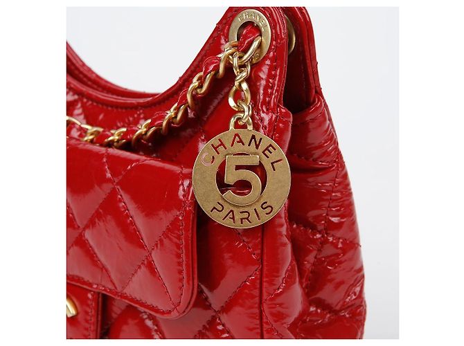 Chanel Borsa hobo piccola con catena da tasca Rosso - vista 3