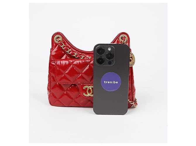 Chanel Borsa hobo piccola con catena da tasca Rosso - vista 8
