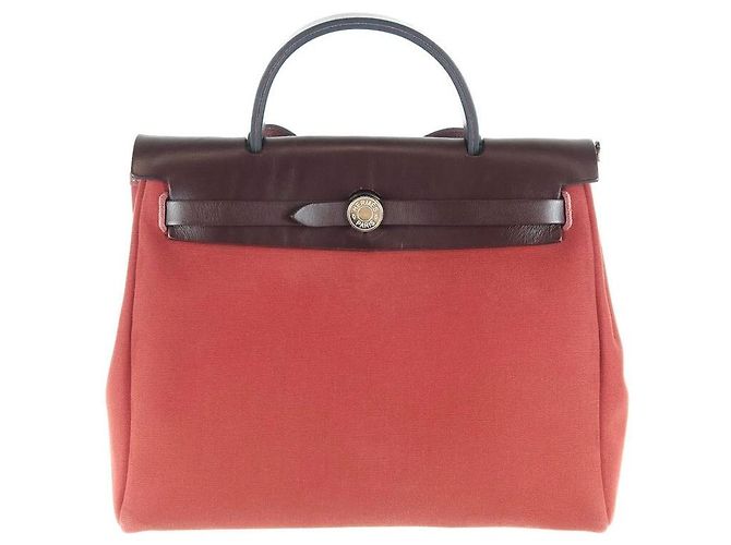Hermès Borsa Tote Herbag Borsa a Spalla Set Twilly Rosso - vista 2