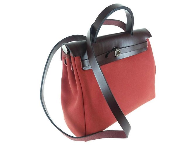 Hermès Borsa Tote Herbag Borsa a Spalla Set Twilly Rosso - vista 3