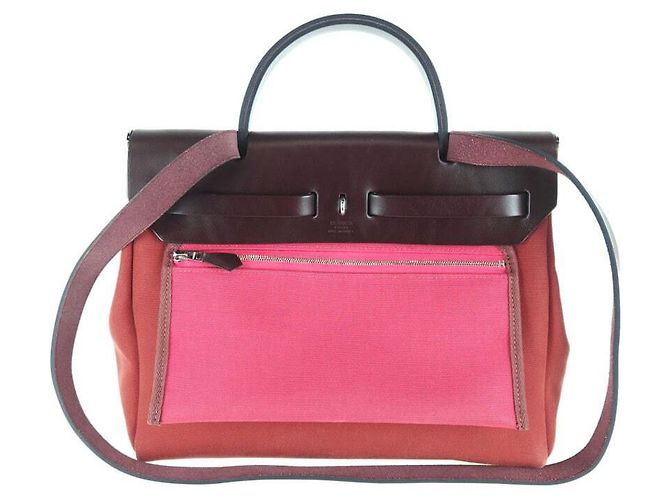 Hermès Borsa Tote Herbag Borsa a Spalla Set Twilly Rosso - vista 6