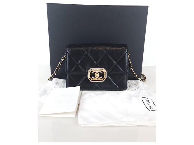 Chanel Borsa a spalla in pelle di vitello Strass Nero - vista 2