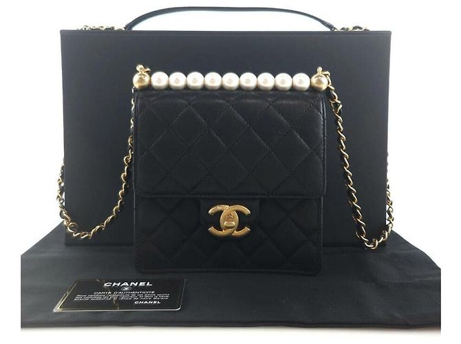Chanel Borsa a tracolla con patta in perle Nero - vista 6