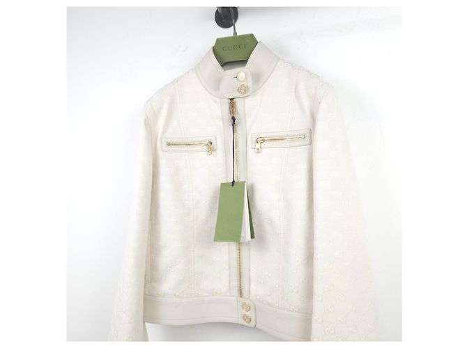 Gucci GG-Canvas-Jacke mit Lederbesatz - Ansicht 2