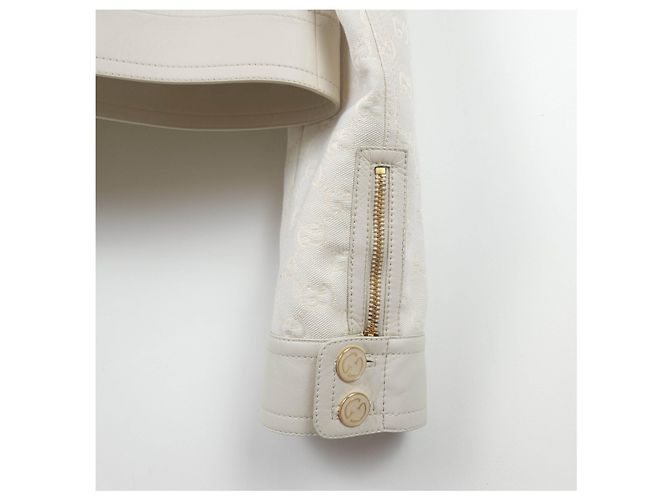 Gucci GG-Canvas-Jacke mit Lederbesatz - Ansicht 4