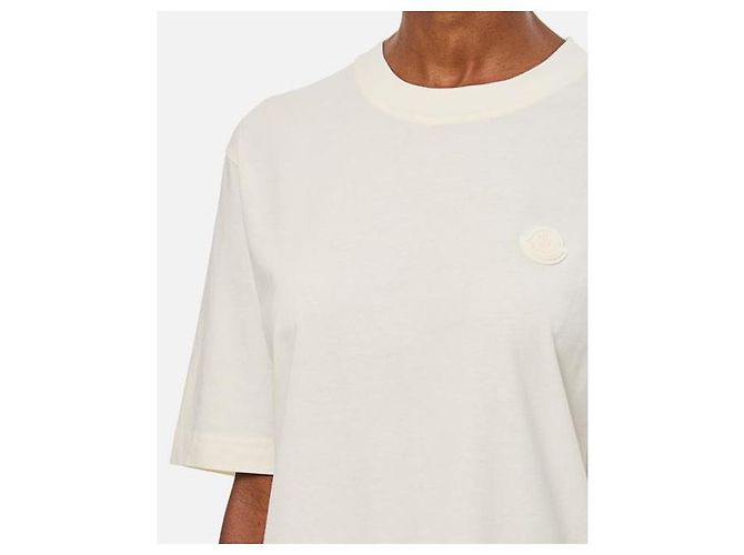Moncler Baumwoll-T-Shirt mit Silikon-Logo-Patch - Ansicht 7