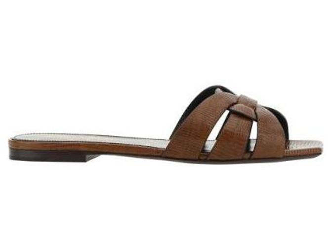 Saint Laurent Mule Piatto Tribute in Pelle Lizard Embossed Multicolore - vista 4