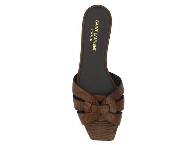 Saint Laurent Mule Piatto Tribute in Pelle Lizard Embossed Multicolore - vista 7