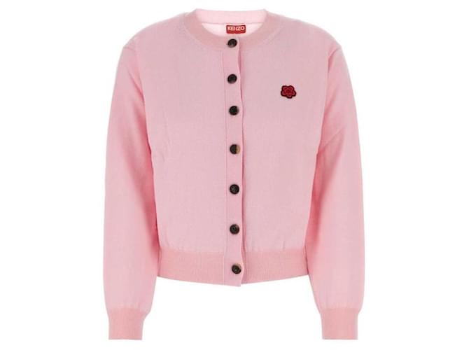 Kenzo Wollcardigan mit floralem Patch Rot - Ansicht 4