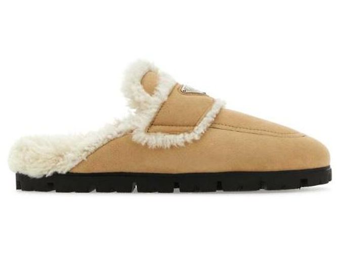 Prada Shearling-Hausschuhe Orange - Ansicht 4