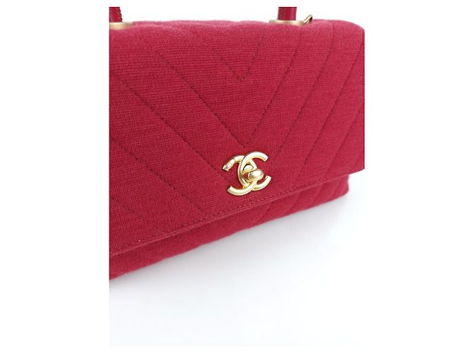 Chanel Borsa Tote in Tessuto Coco Handle Borsa a Spalla Rosso - vista 2