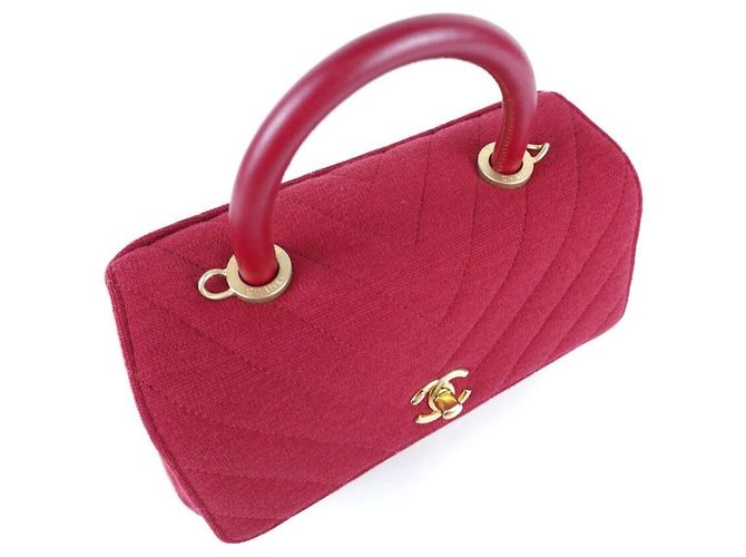Chanel Borsa Tote in Tessuto Coco Handle Borsa a Spalla Rosso - vista 3