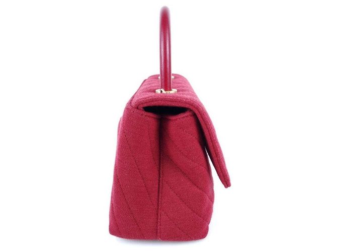 Chanel Borsa Tote in Tessuto Coco Handle Borsa a Spalla Rosso - vista 4