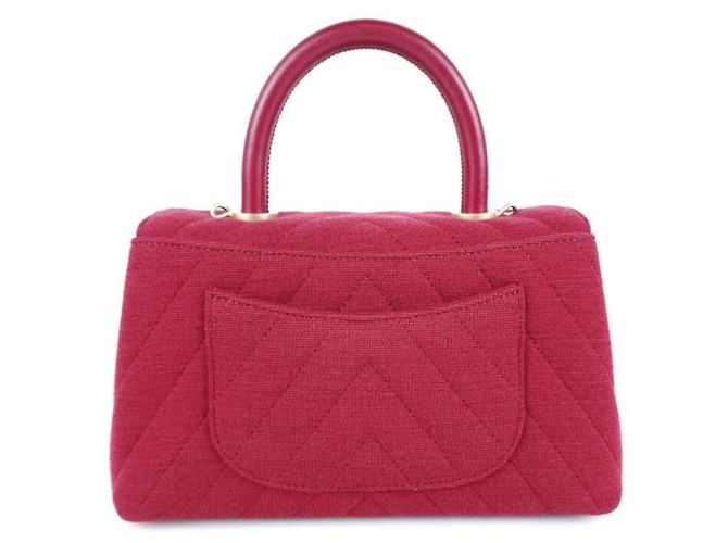 Chanel Borsa Tote in Tessuto Coco Handle Borsa a Spalla Rosso - vista 5