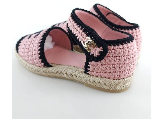 Chanel Sandali espadrilles in maglia con cinturino alla caviglia e chiusura CC Multicolore - vista 3