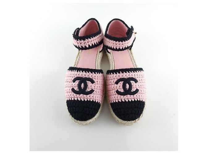 Chanel Sandali espadrilles in maglia con cinturino alla caviglia e chiusura CC Multicolore - vista 4