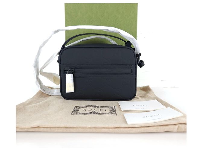Gucci GG Umhängetasche aus Leder mit Gummieffekt Schwarz - Ansicht 7