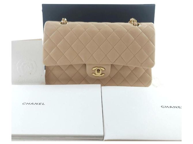 Chanel Borsa a spalla in pelle di agnello classica Arancione - vista 8