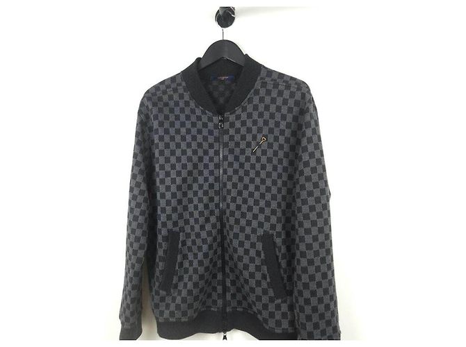 Louis Vuitton Bomber con zip in jacquard Damier Nero - vista 2