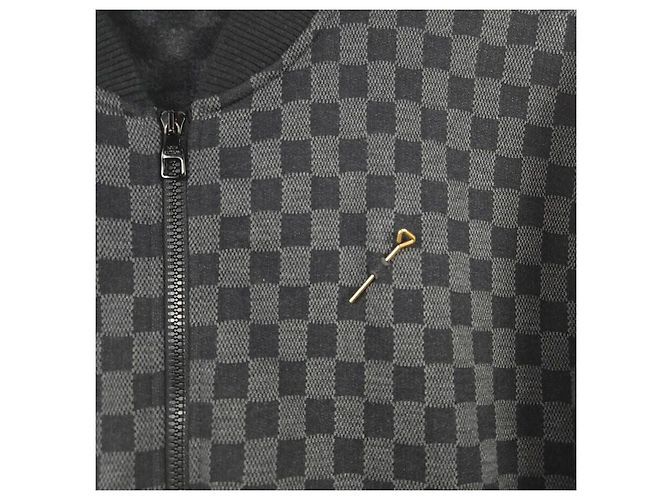 Louis Vuitton Bomber con zip in jacquard Damier Nero - vista 3