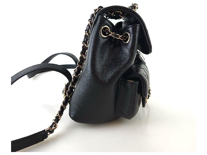 Chanel Zaino Duma in caviale con due tasche Nero - vista 3