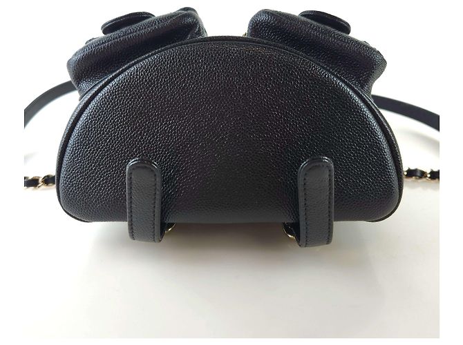 Chanel Zaino Duma in caviale con due tasche Nero - vista 5
