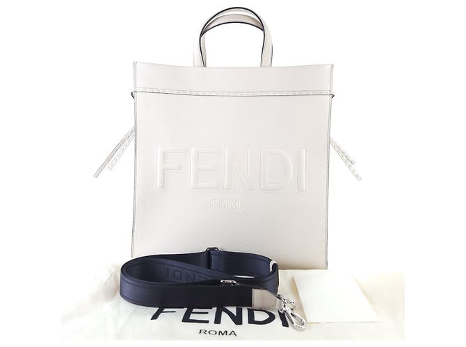 Fendi Borsa Tote Go To con logo Bianco - vista 8