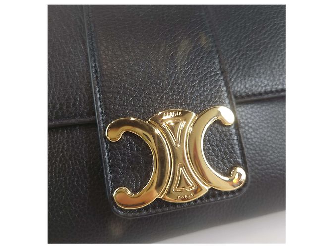 Céline El Bolso de Hombro Crossbody Victory en Piel de Ternera Suppl Grain Negro - vista 2