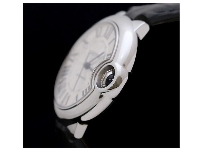 Cartier Ballon Bleu Aço Pulseira de Couro Automático Prata - vista 2