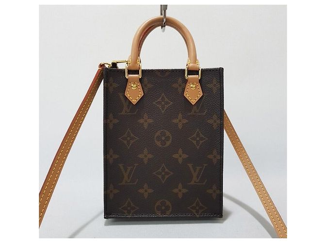Louis Vuitton Borsa Tote Crossbody Petit Sac Plat Monogram Marrone - vista 2