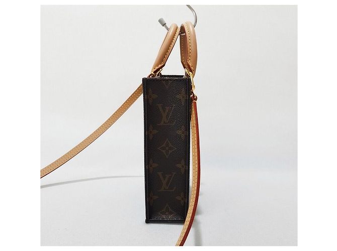 Louis Vuitton Borsa Tote Crossbody Petit Sac Plat Monogram Marrone - vista 3