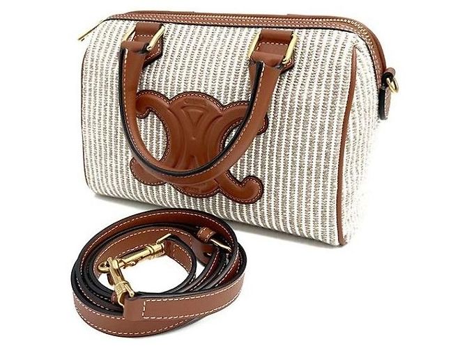 Céline Borsa Boston in tessuto piccola Marrone - vista 2