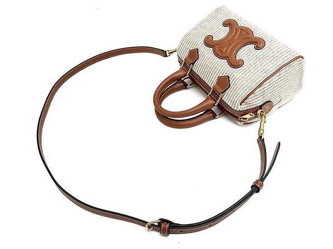 Céline Borsa Boston in tessuto piccola Marrone - vista 5