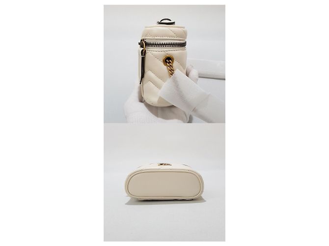 Gucci Borsa a tracolla GG Marmont Mini con manico superiore e catena Argento - vista 3