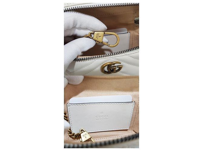 Gucci Borsa a tracolla GG Marmont Mini con manico superiore e catena Argento - vista 8