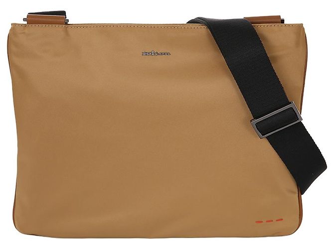 Kiton Borsa a tracolla piatta in pelle di nylon Marrone - vista 2