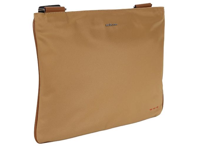 Kiton Borsa a tracolla piatta in pelle di nylon Marrone - vista 3