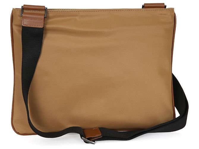 Kiton Borsa a tracolla piatta in pelle di nylon Marrone - vista 4