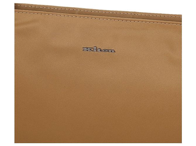 Kiton Borsa a tracolla piatta in pelle di nylon Marrone - vista 6