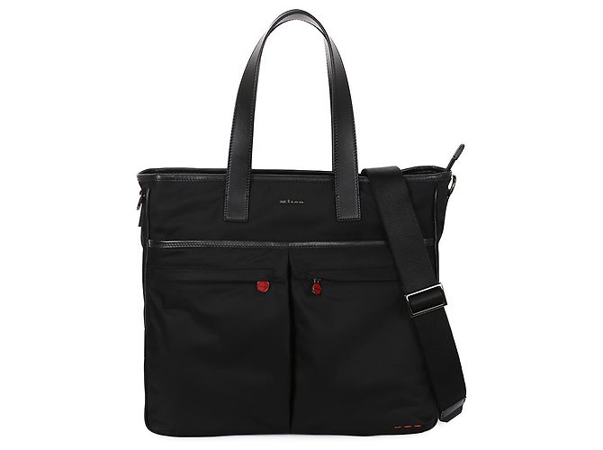 Kiton Borsa a tracolla in pelle di nylon a due vie Nero - vista 2
